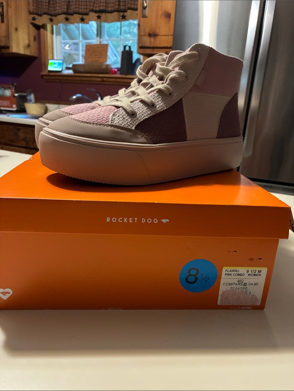 Rocket Dog Pink and Mauve High-Top Platform Sneakers